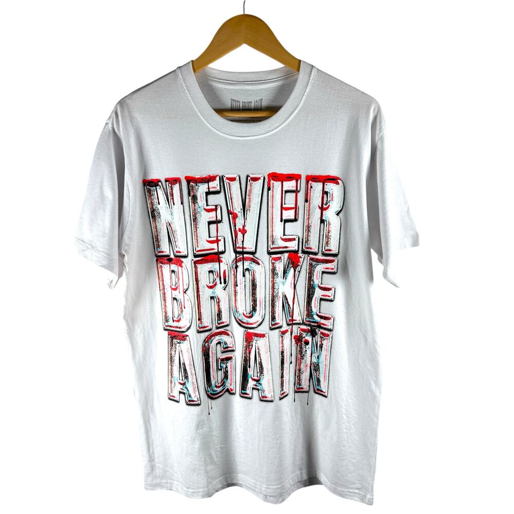 Never Broke Again Blood Dripped Logo T-shirt Mens L - Punk Streetwear Skater Rap